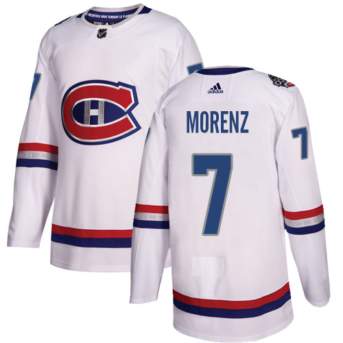 Adidas Canadiens #7 Howie Morenz White Authentic 100 Classic Stitched NHL Jersey